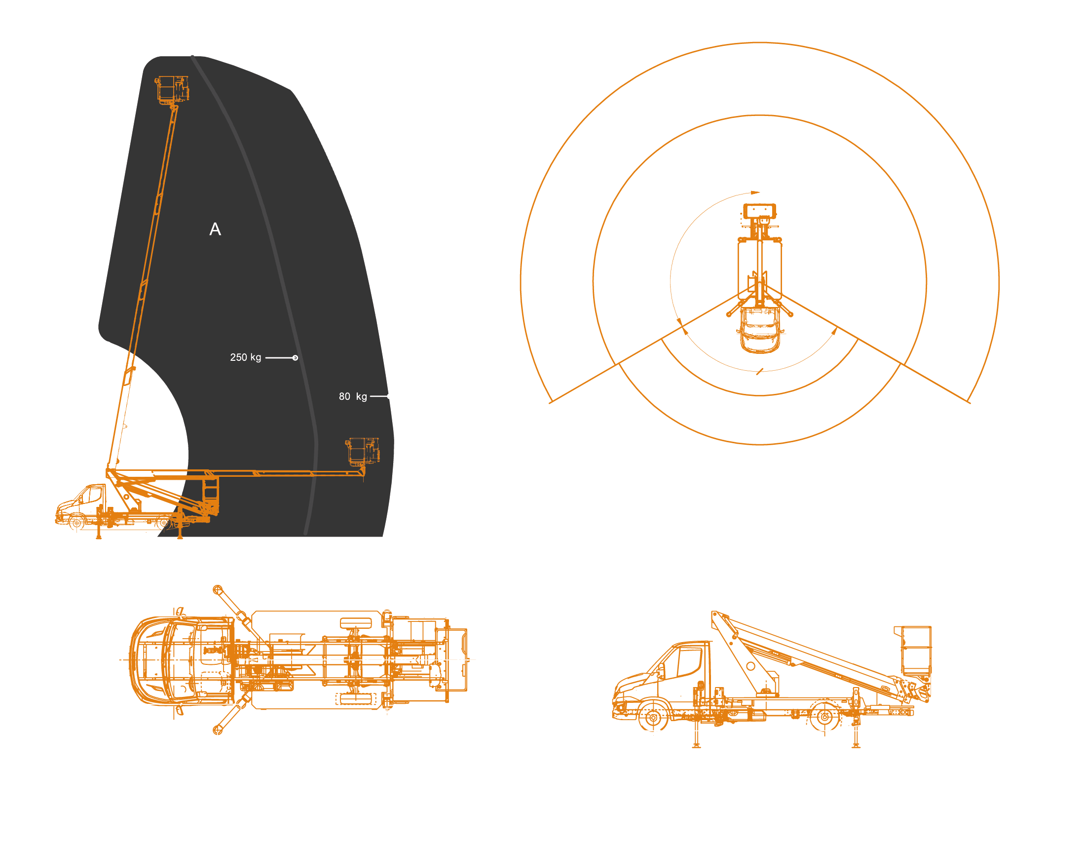 Scorpion-2313-IVECO-working-envelope and dimensions